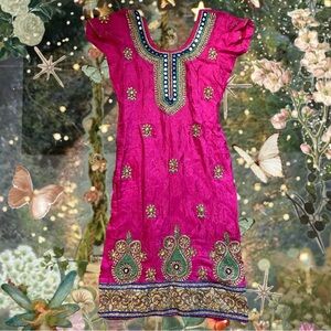 hot pink beaded Indian Punjabi Dress